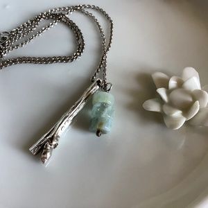 Artisan Dogwood Branch and Aquamarine Necklace